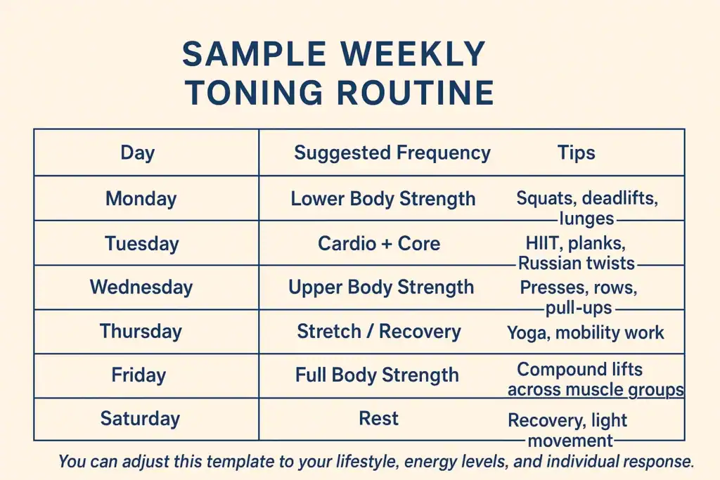 Achieving the Perfect Tone: How Often Should You Exercise for Results? 4 Weekly exercise Godalming plan graphic