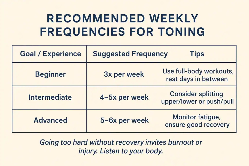 Achieving the Perfect Tone: How Often Should You Exercise for Results? 2 Graphic to show how often you should do exercise to help with toning Godalming